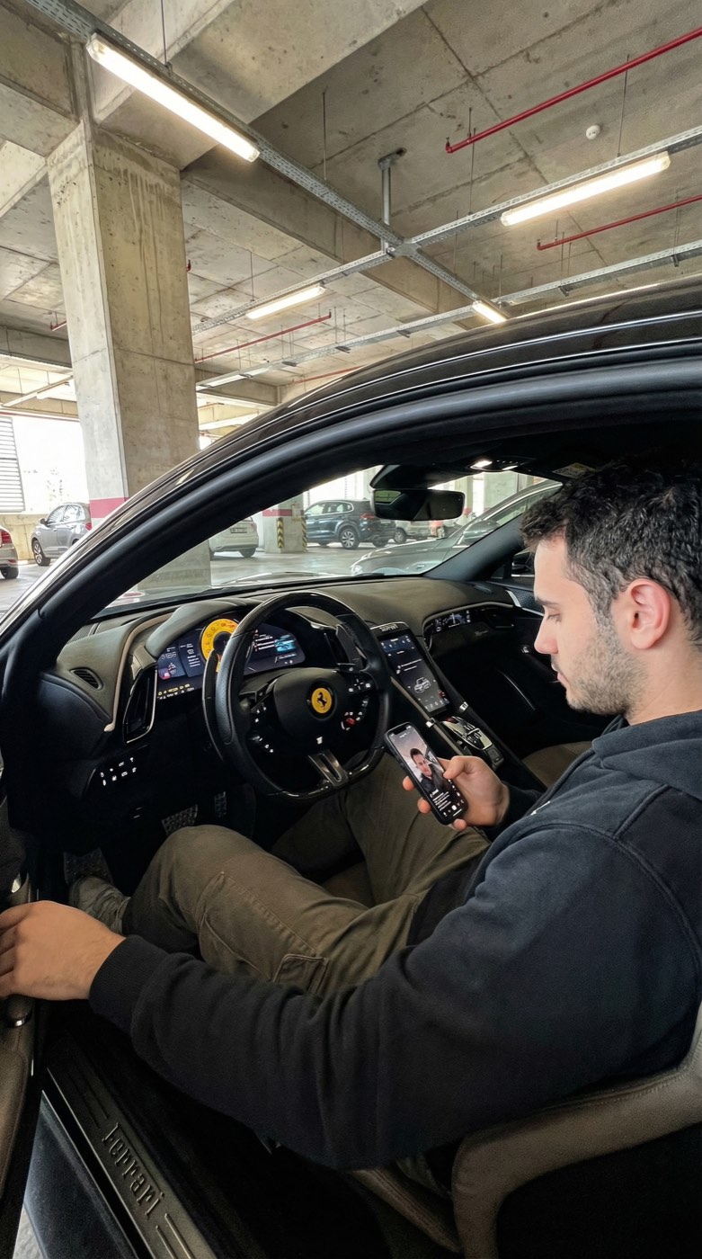 Ferrari Roma in a City Parking Garage örnek görsel