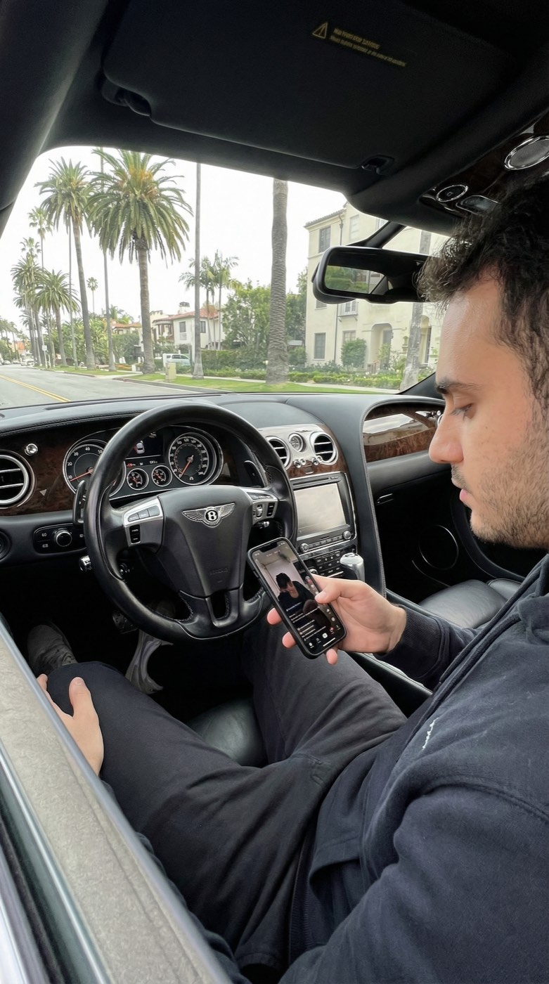 Bentley Continental GT Speed on a palmiye sıralı bulvar örnek görsel